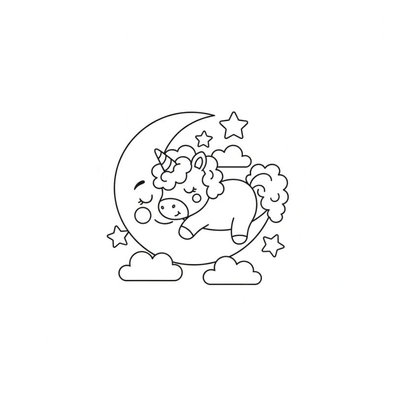 Baby unicorn coloring page