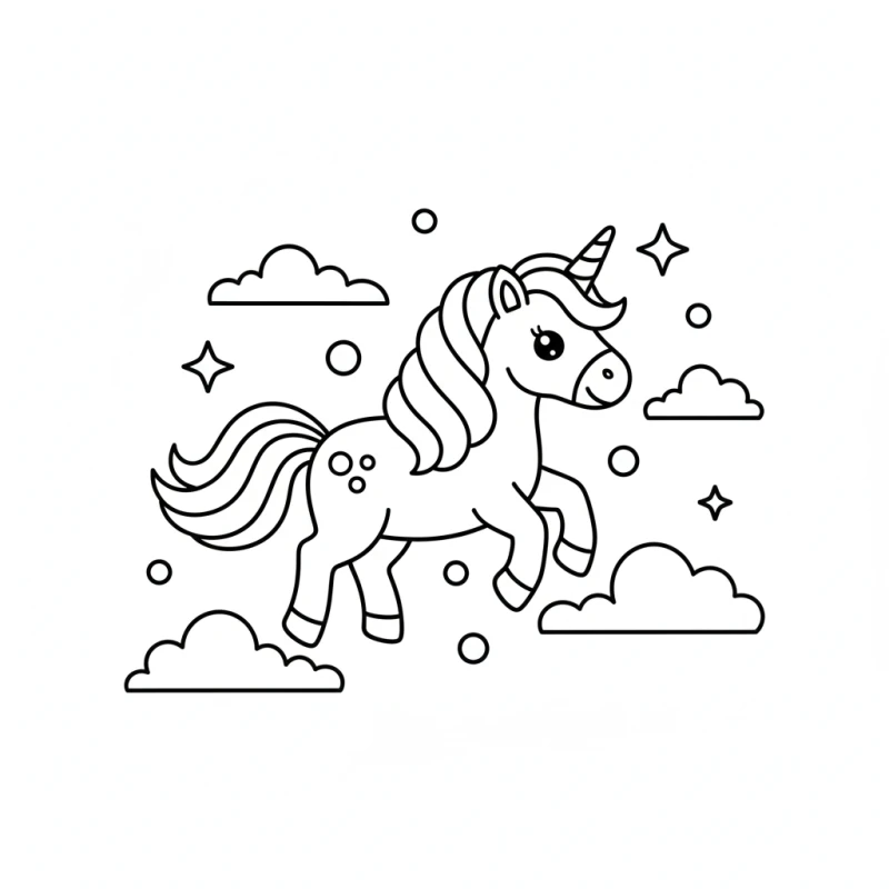Rainbow unicorn coloring page