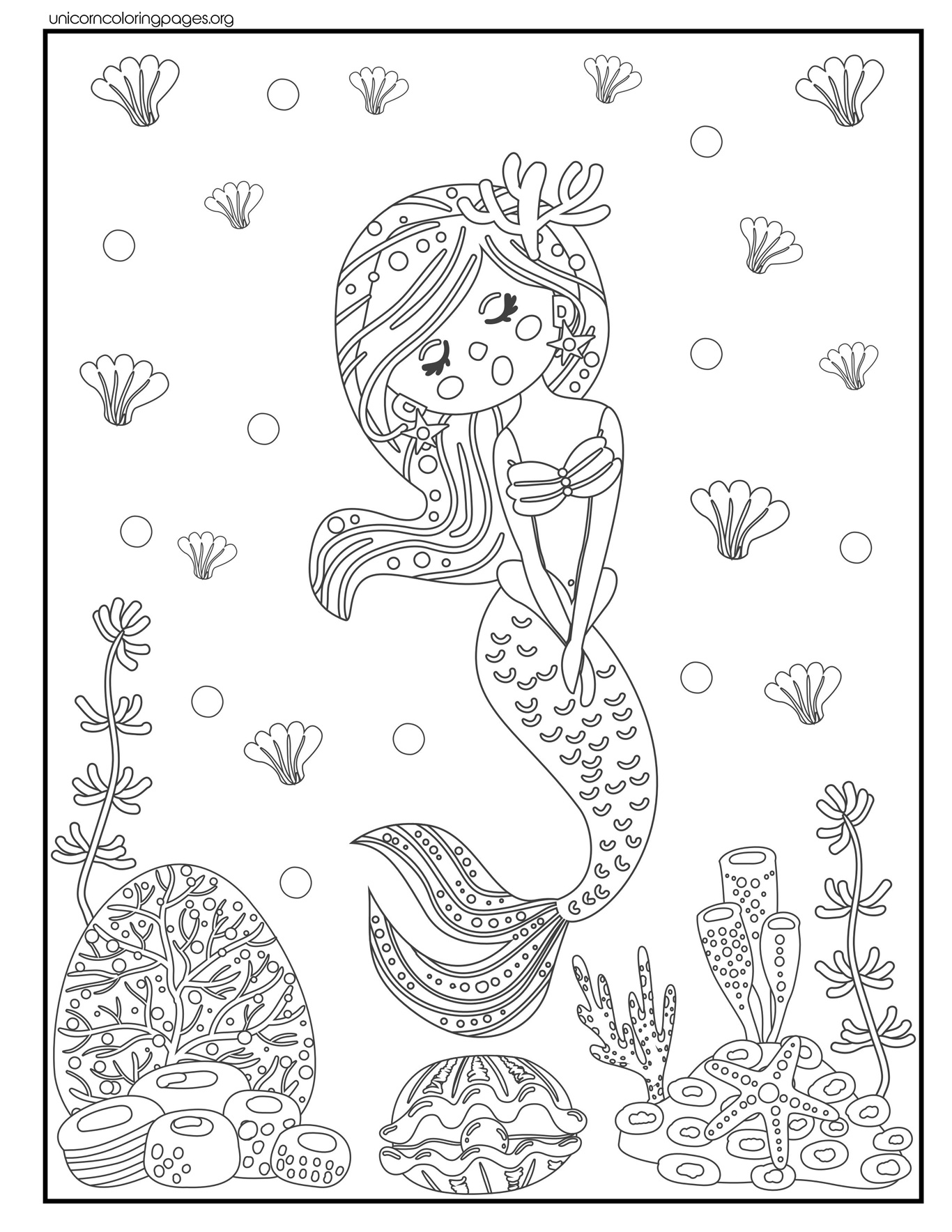 Beautiful Mermaid Coloring Pages